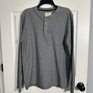 Fat Face men's Lg henley, gray marl, textured, cotton, fall, layer, casual